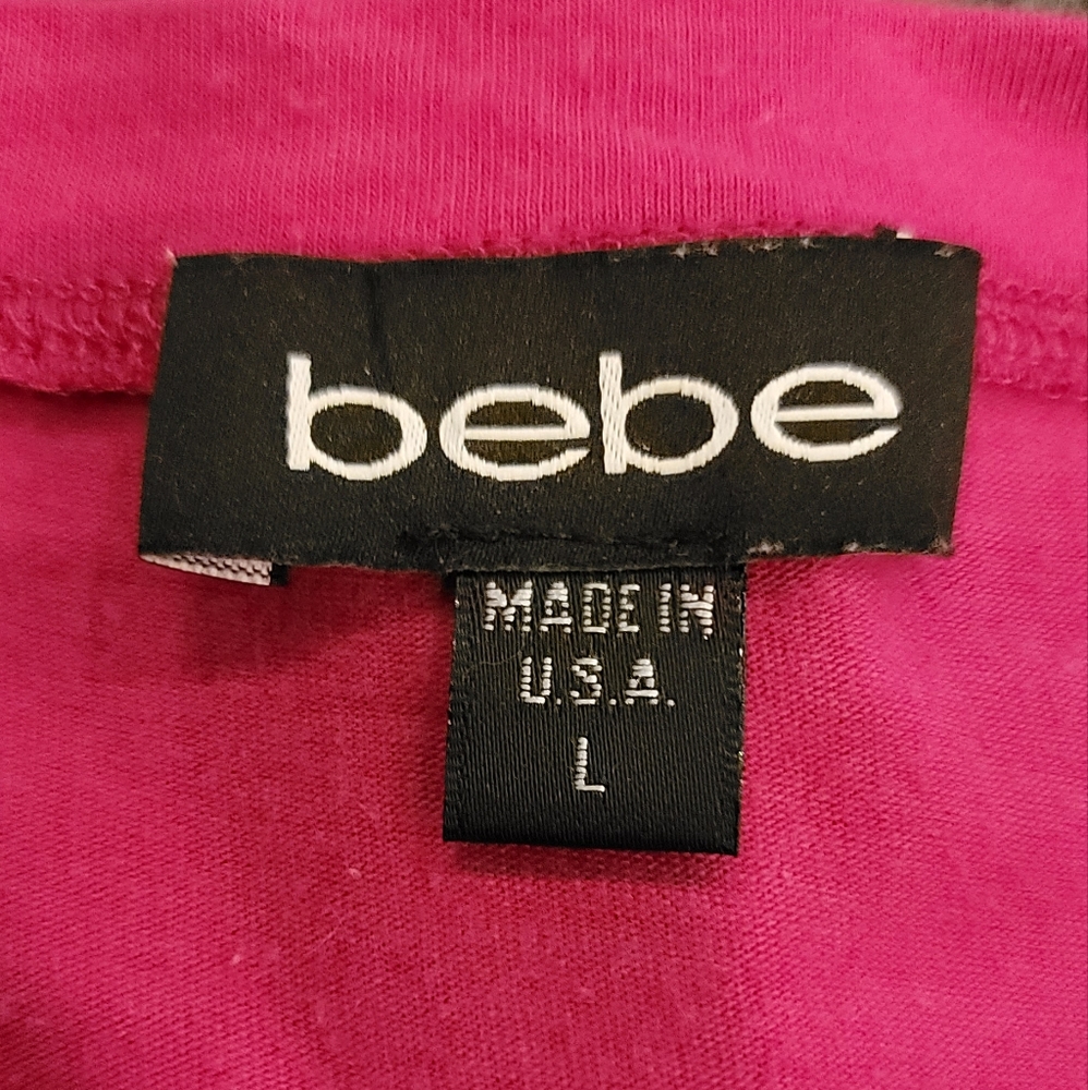 Womens bebe Logo Rhinestone Top Size L - Picture 3 of 6
